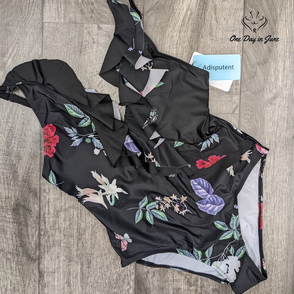 Adisputent Ruffle One Piece Swimsuit Size L